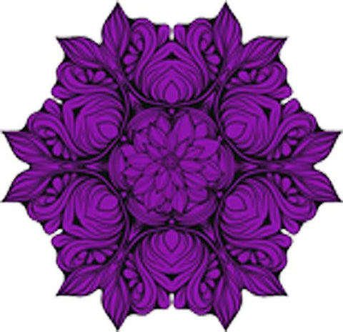 Black and White Vintage Lotus Rose Mandala Flower Bunch Icon - Purple Vinyl Decal Sticker