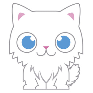 Blue Eye Fluffy White Baby Kitty Cat Vinyl Decal Sticker