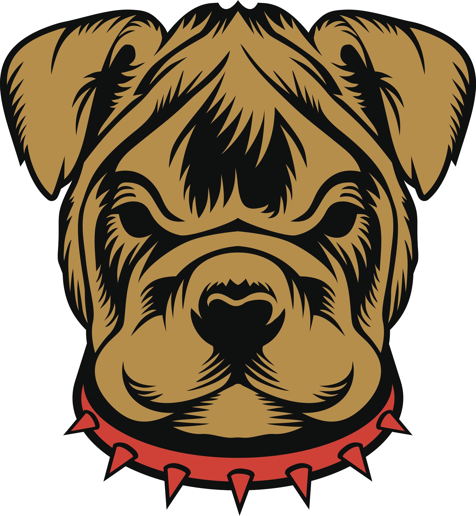 Brown and Black Bulldog Puppy with Red Collar Vinyl Decal Sticker