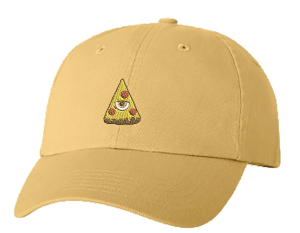 Unisex Adult Washed Dad Hat Cool Weird Interesting Illuminati Pizza Cartoon Embroidery Sketch Design