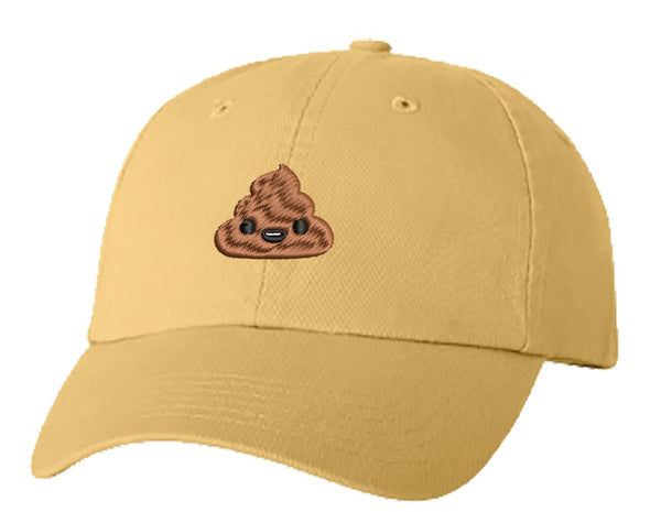 Unisex Adult Washed Dad Hat Happy Poop Emoji Cartoon (3) Embroidery Sketch Design