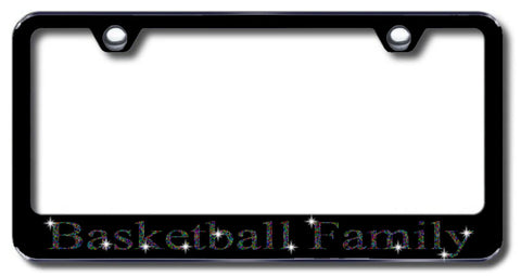 License Plate Frame with Swarovski Crystal Bling Bling Basketball Family Aluminum