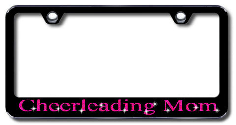 License Plate Frame with Swarovski Crystal Bling Bling Cheerleading Mom Aluminum