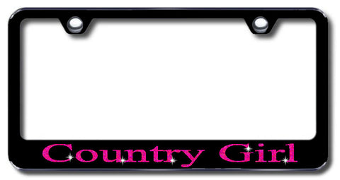 License Plate Frame with Swarovski Crystal Bling Bling Country Girl Aluminum