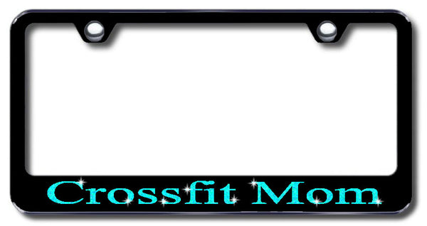 License Plate Frame with Swarovski Crystal Bling Bling Crossfit Mom Aluminum