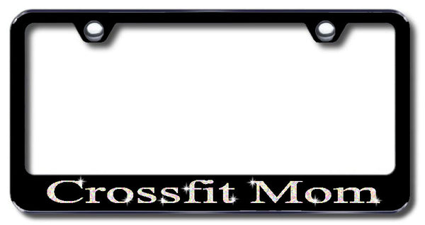 License Plate Frame with Swarovski Crystal Bling Bling Crossfit Mom Aluminum