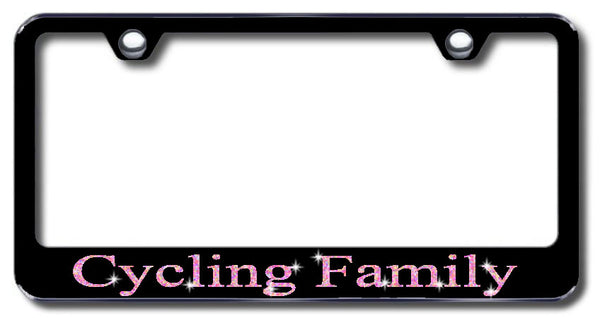 License Plate Frame with Swarovski Crystal Bling Bling Cycling Family Aluminum