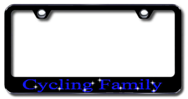 License Plate Frame with Swarovski Crystal Bling Bling Cycling Family Aluminum