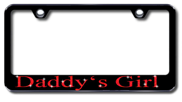 License Plate Frame with Swarovski Crystal Bling Bling Ice Daddy's Girl Aluminum