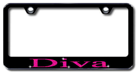 License Plate Frame with Swarovski Crystal Bling Bling Diva Aluminum