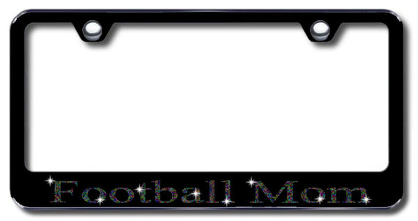 License Plate Frame with Swarovski Crystal Bling Bling Football Mom Aluminum