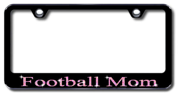 License Plate Frame with Swarovski Crystal Bling Bling Football Mom Aluminum
