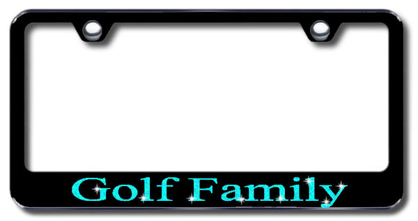 License Plate Frame with Swarovski Crystal Bling Bling Golf Family Aluminum