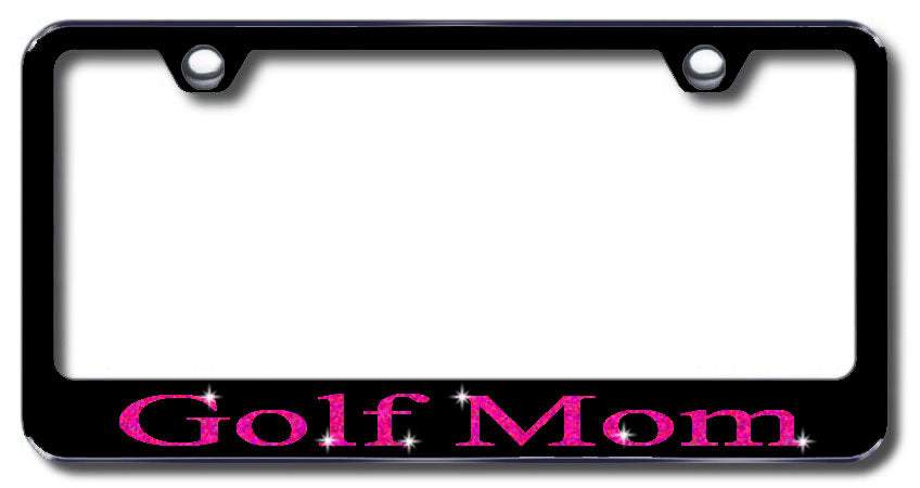 License Plate Frame with Swarovski Crystal Bling Bling Golf Mom Aluminum