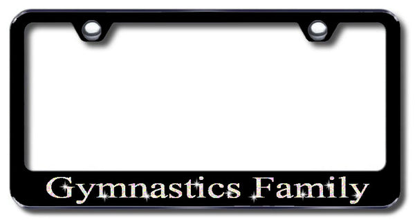 License Plate Frame with Swarovski Crystal Bling Bling Gymnastics Family Aluminum