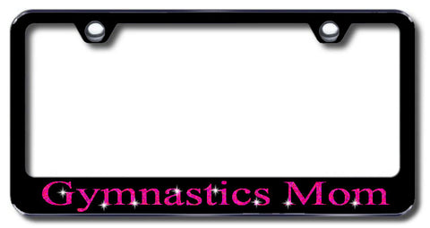 License Plate Frame with Swarovski Crystal Bling Bling Gymnastics Mom Aluminum