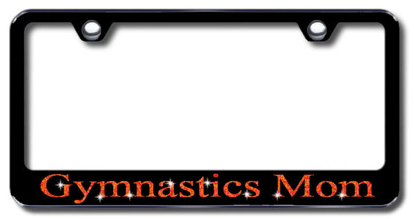 License Plate Frame with Swarovski Crystal Bling Bling Gymnastics Mom Aluminum