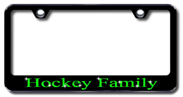 License Plate Frame with Swarovski Crystal Bling Bling Hockey Family Aluminum