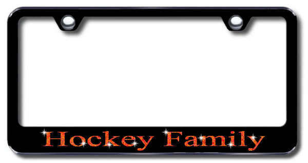 License Plate Frame with Swarovski Crystal Bling Bling Hockey Family Aluminum