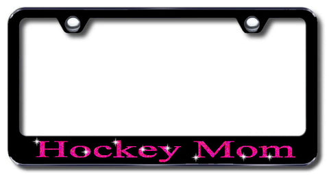 License Plate Frame with Swarovski Crystal Bling Bling Hockey Mom Aluminum