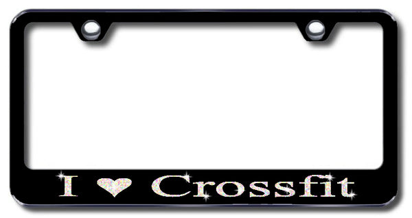License Plate Frame with Swarovski Crystal Bling Bling I Love Crossfit Aluminum