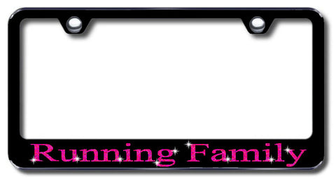 License Plate Frame with Swarovski Crystal Bling Bling Running Family Aluminum
