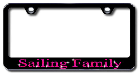 License Plate Frame with Swarovski Crystal Bling Bling Sailing Family Aluminum