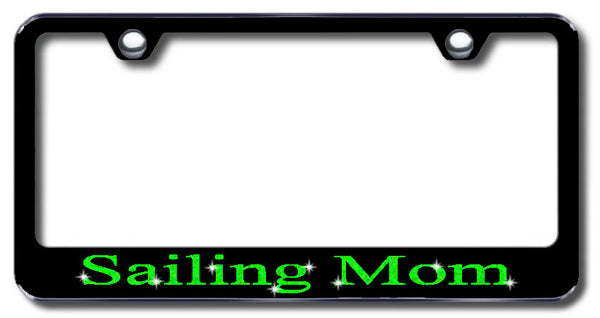 License Plate Frame with Swarovski Crystal Bling Bling Sailing Mom Aluminum