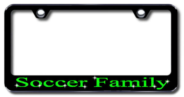 License Plate Frame with Swarovski Crystal Bling Bling Soccer Family Aluminum