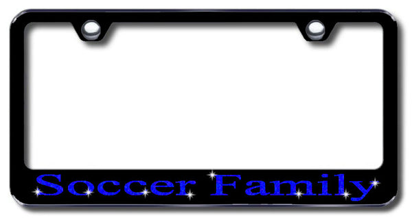 License Plate Frame with Swarovski Crystal Bling Bling Soccer Family Aluminum