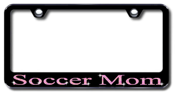 License Plate Frame with Swarovski Crystal Bling Bling Soccer Mom Aluminum