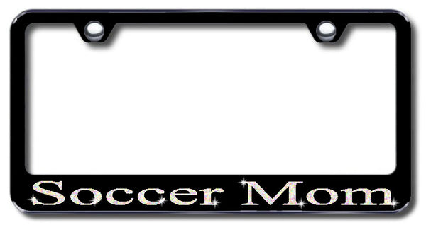 License Plate Frame with Swarovski Crystal Bling Bling Soccer Mom Aluminum