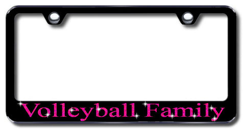 License Plate Frame with Swarovski Crystal Bling Bling Volleyball Family Aluminum