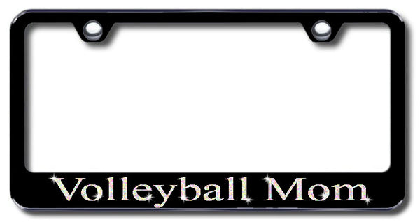 License Plate Frame with Swarovski Crystal Bling Bling Volleyball Mom Aluminum