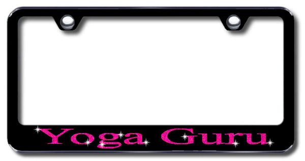 License Plate Frame with Swarovski Crystal Bling Bling Yoga Guru Aluminum