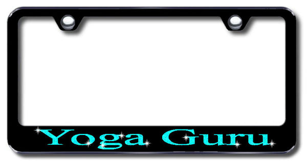 License Plate Frame with Swarovski Crystal Bling Bling Yoga Guru Aluminum
