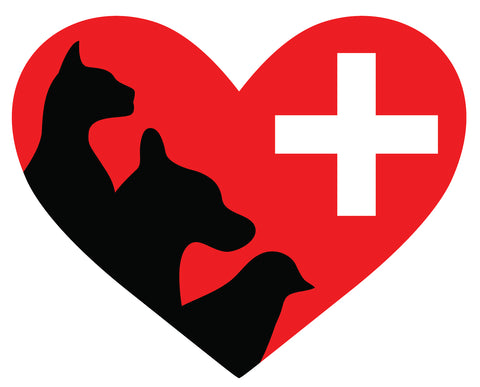 Cat Dog Bird Silhouette in Heart Icon for Pet Animal Lover Vet Vinyl Decal Sticker