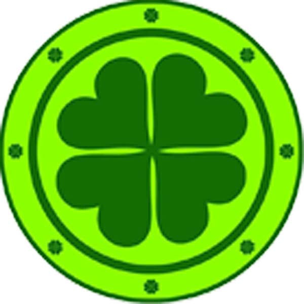 Classic Irish Shamrock Clover Logo Crest Traditional Cartoon - Green Center Vinyl Decal Sticker