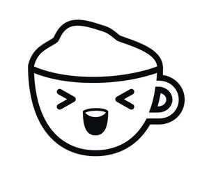 Coffee House Utensil Dining Ware Emoji - Laughing Cappucino Vinyl Decal Sticker