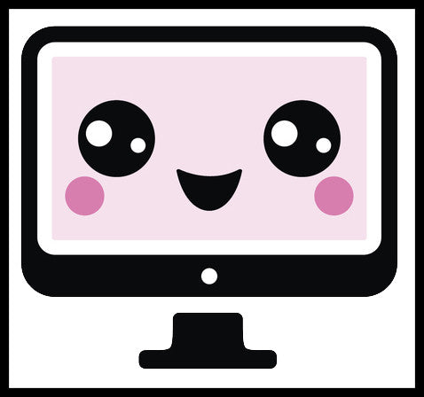 Computer Monitor Screen Virtual Electronic Emoji - Blushing Happy Vinyl Decal Sticker