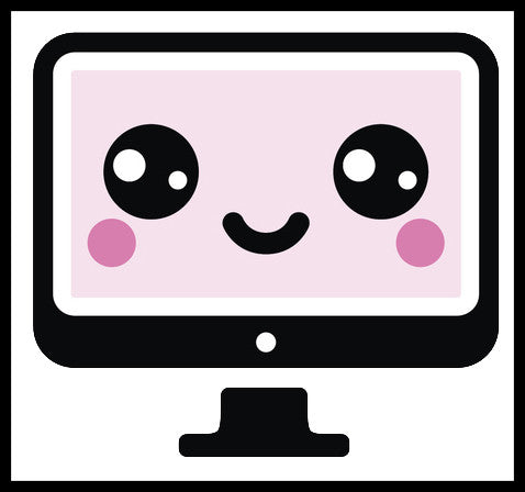 Computer Monitor Screen Virtual Electronic Emoji - Blushing Smiley Vinyl Decal Sticker