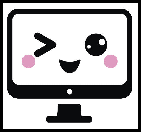 Computer Monitor Screen Virtual Electronic Emoji - Winking Vinyl Decal Sticker