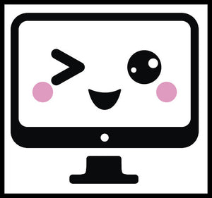 Computer Monitor Screen Virtual Electronic Emoji - Winking Vinyl Decal Sticker