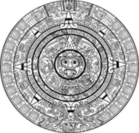 Cool Black and White Ancient Aztec Mayan Stone Icon Cartoon Vinyl Decal Sticker