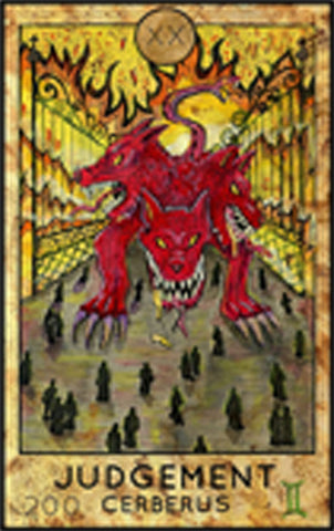 Cool Colorful Magical Fortune Future Tarot Cards Cartoon - Judgement Cerberus Vinyl Decal Sticker