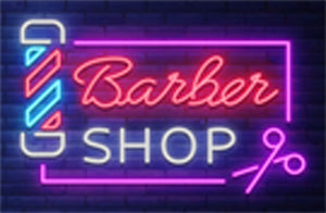 Cool Purple Red Barber Shop Neon Sign Cartoon Icon - Shears Rectangle Vinyl Decal Sticker