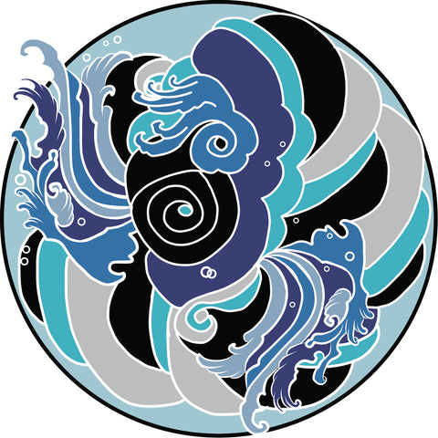 Cool Blue Tone Japanese Ocean Sea Wave Art Cartoon Icon #1 Vinyl Sticker