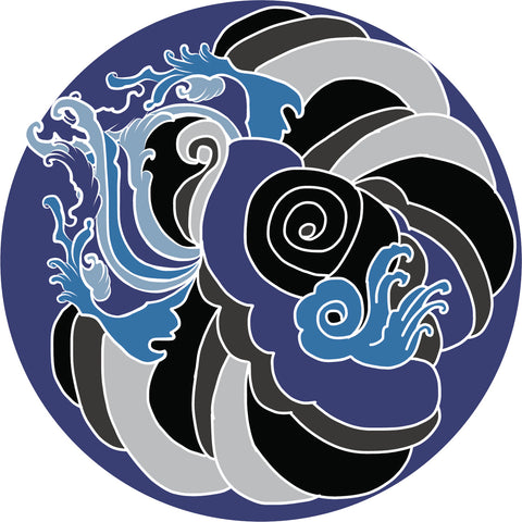 Cool Blue Tone Japanese Ocean Sea Wave Art Cartoon Icon #2 Vinyl Sticker