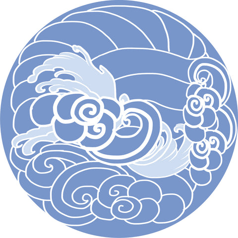 Cool Blue Tone Japanese Ocean Sea Wave Art Cartoon Icon #4 Vinyl Sticker