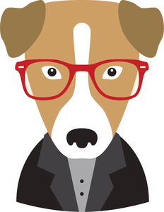 Cool Fancy Formal Hipster Animal Cartoon - Puppy Dog #1 Vinyl Decal Sticker